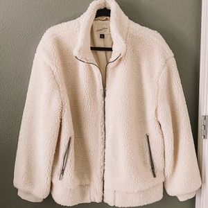 White Zip Up Sherpa Jacket